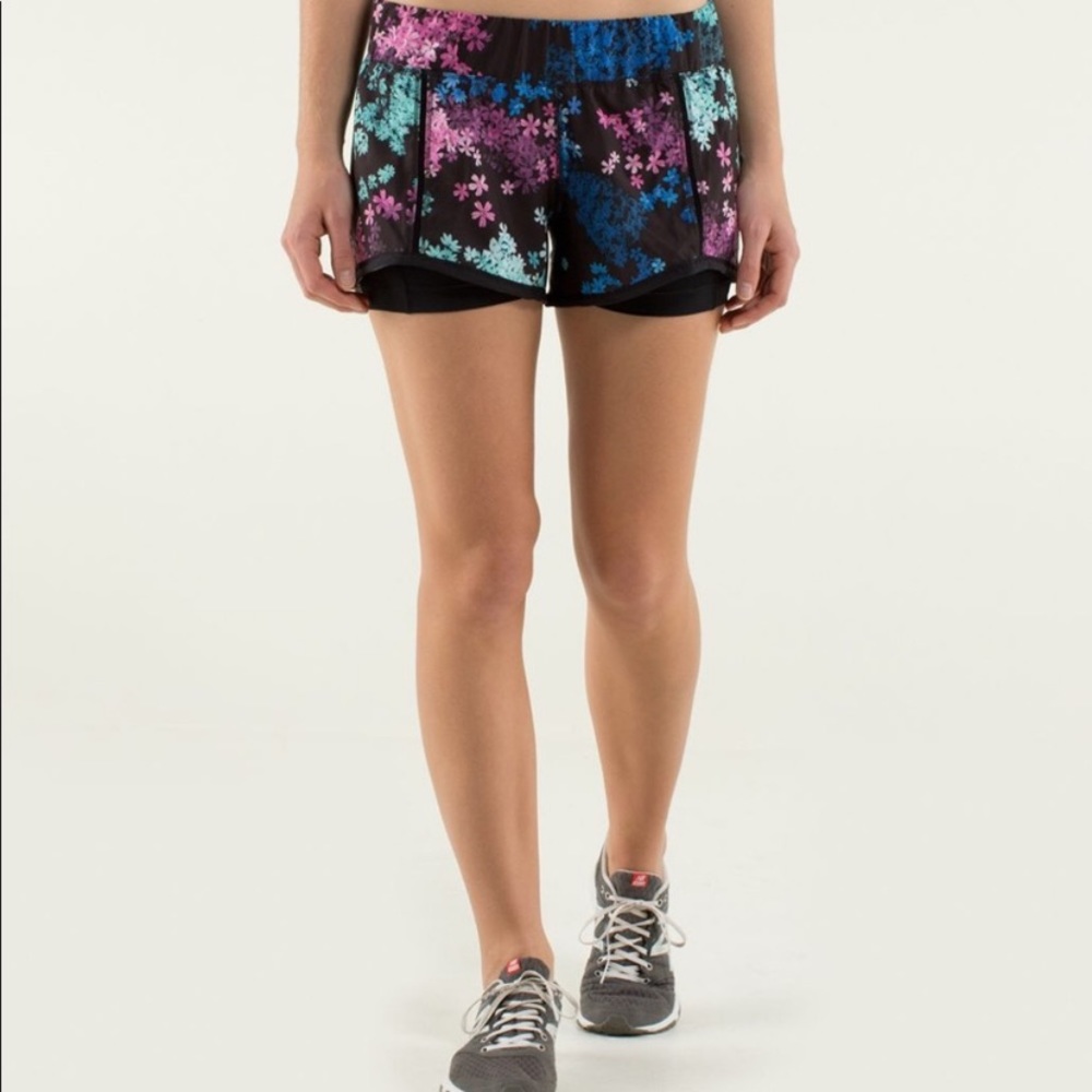 Lululemon In A Flash floral petal pop multi color shorts